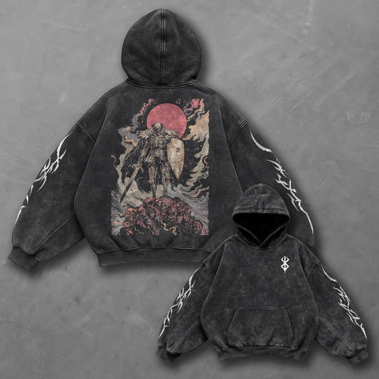 Berserk Oversized Fresh Black Washed Hoodie