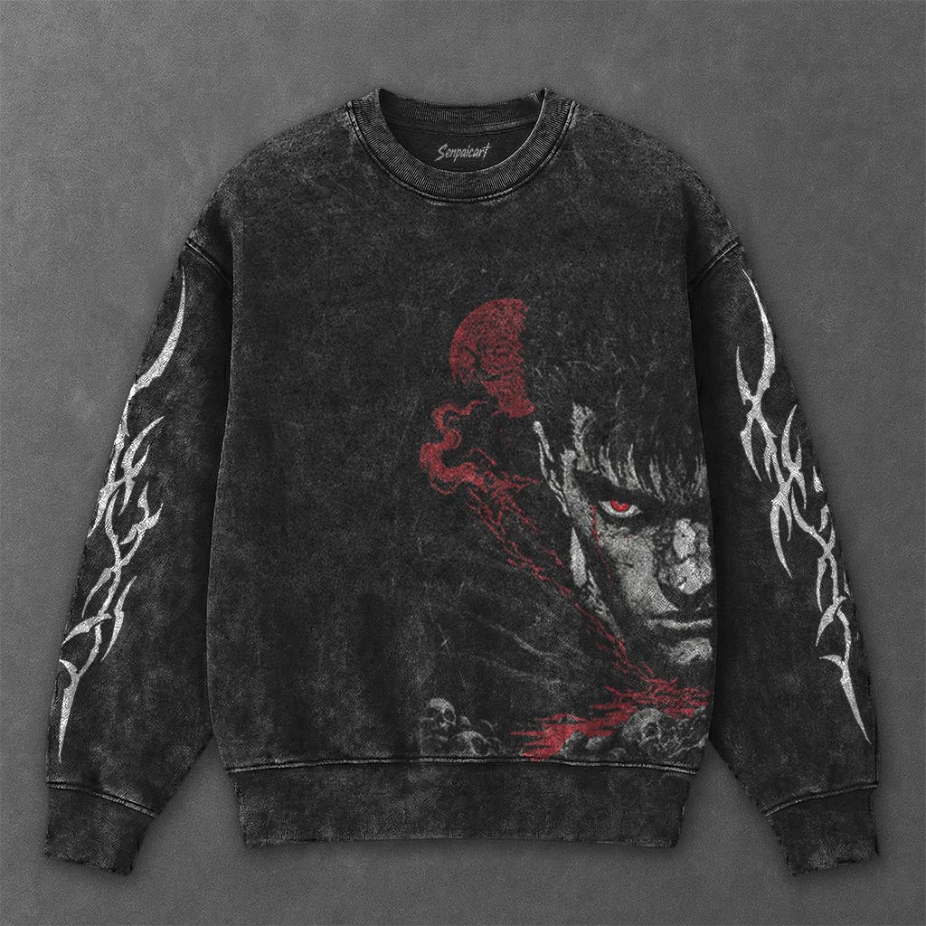 Berserk Essential Bold Black Washed Sweatshirt