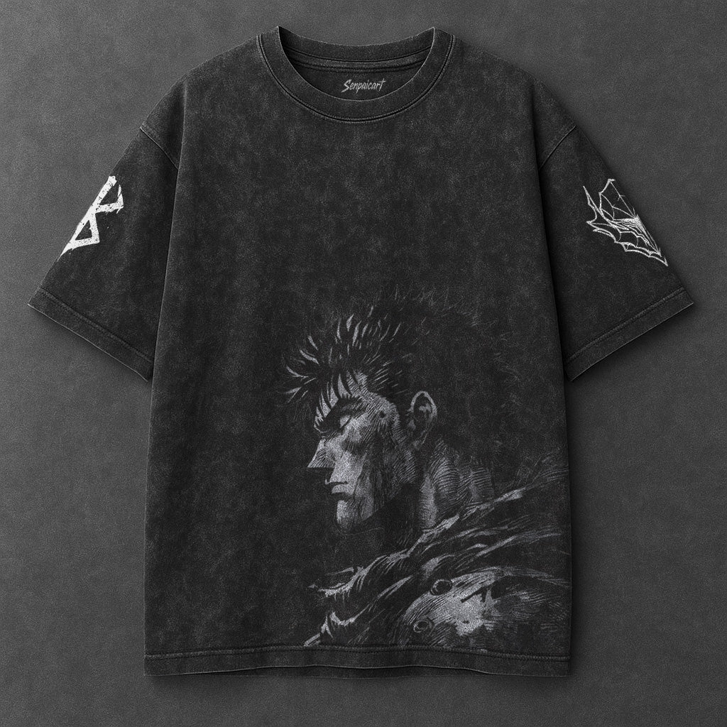 Berserk Classic Oversized Black Washed T-Shirt