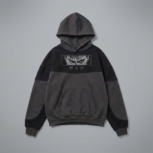 Berserk Guts Black and Grey Dual Washed Hoodie