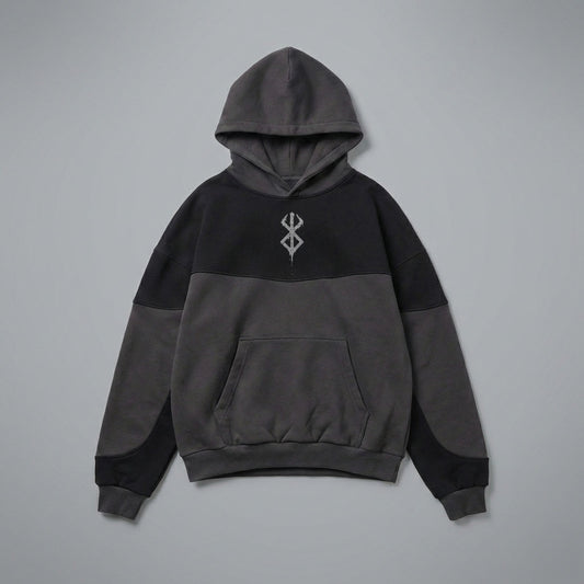 Berserk Logo Black and Grey Dual Washed Hoodie