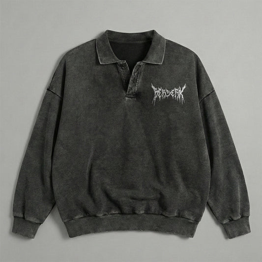 Berserk Logo Collared Washed Sweatshirt