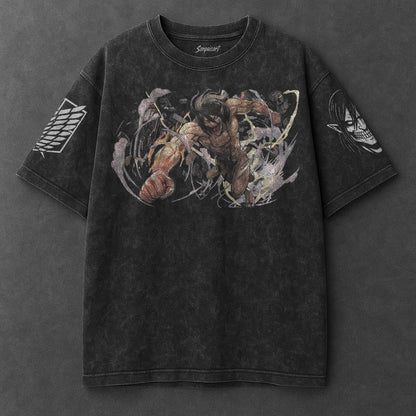 Attack on Titan Oversized Timeless Black Washed T-Shirt