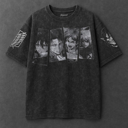 Attack on Titan Oversized Minimal Black Washed T-Shirt