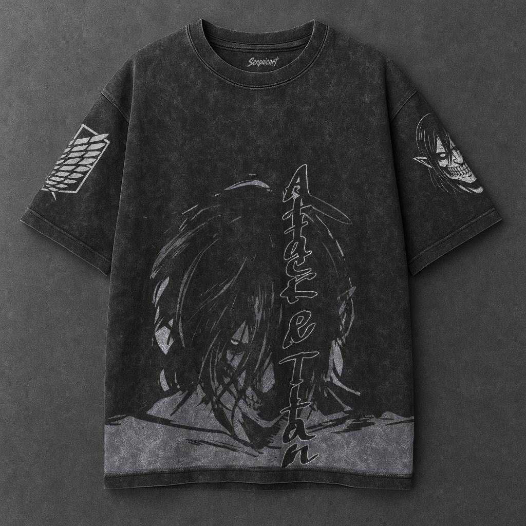 Attack on Titan Oversized Classic Black Washed T-Shirt