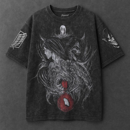 Attack on Titan Oversized Clean Black Washed T-Shirt