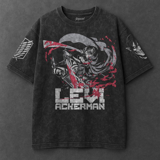 Attack on Titan Oversized Modern Black Washed T-Shirt