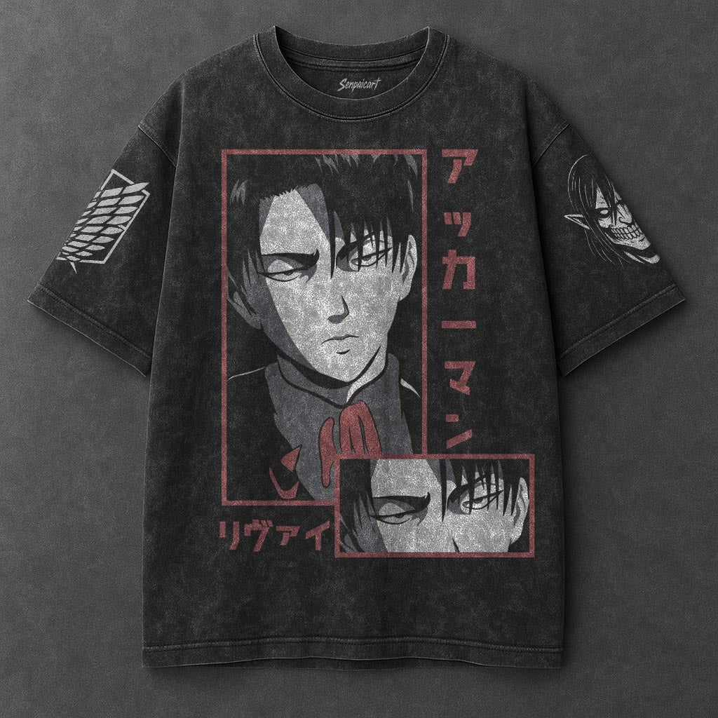 Attack on Titan Oversized Premium Black Washed T-Shirt