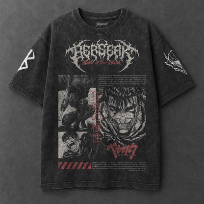 Berserk Oversized Urban Black Washed T-Shirt