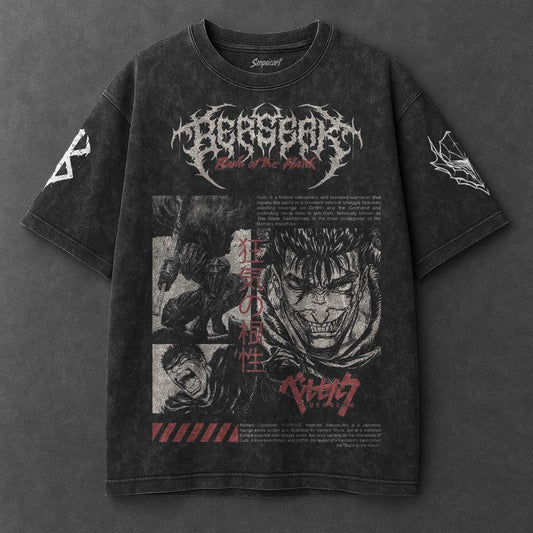 Berserk Oversized Urban Black Washed T-Shirt