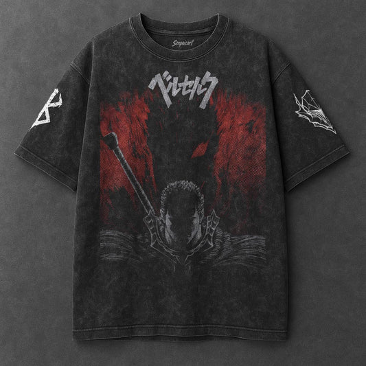 Berserk Oversized Rugged Black Washed T-Shirt