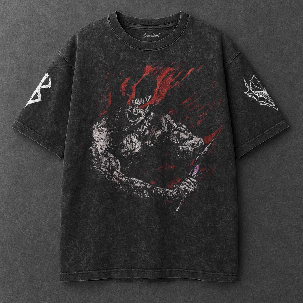 Berserk Oversized Essential Black Washed T-Shirt