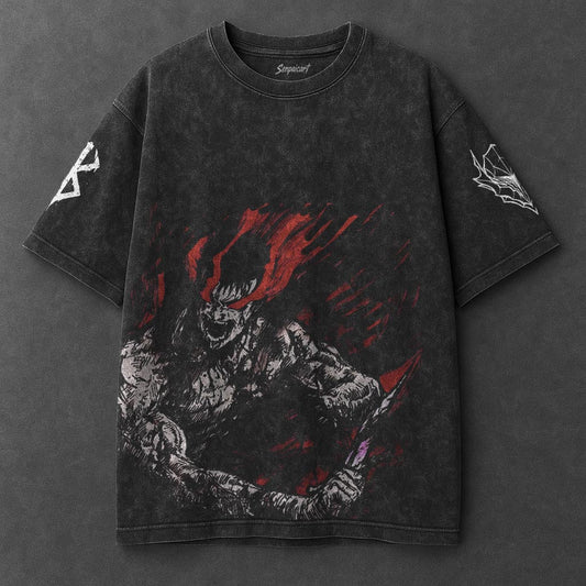 Berserk Oversized Fresh Black Washed T-Shirt