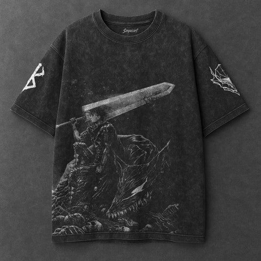 Berserk Oversized Classic Black Washed T-Shirt