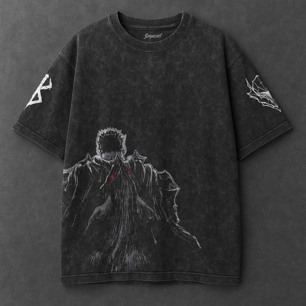 Berserk Oversized Bold Black Washed T-Shirt