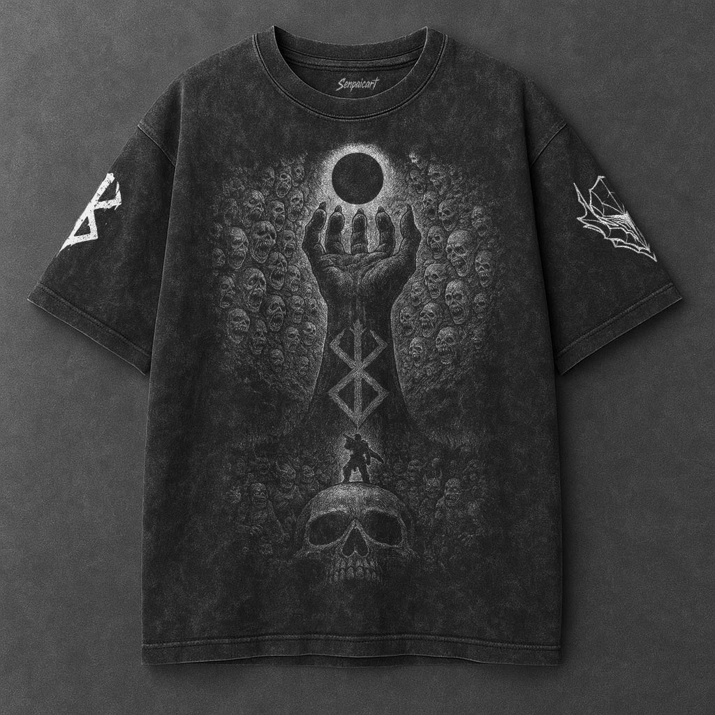 Berserk Oversized Versatile Black Washed T-Shirt