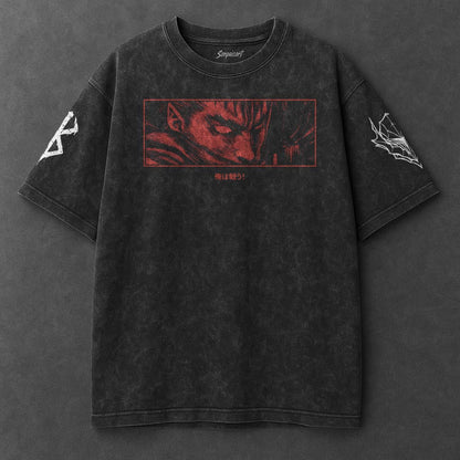 Berserk Oversized Premium Black Washed T-Shirt