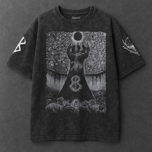 Berserk Oversized Refined Black Washed T-Shirt