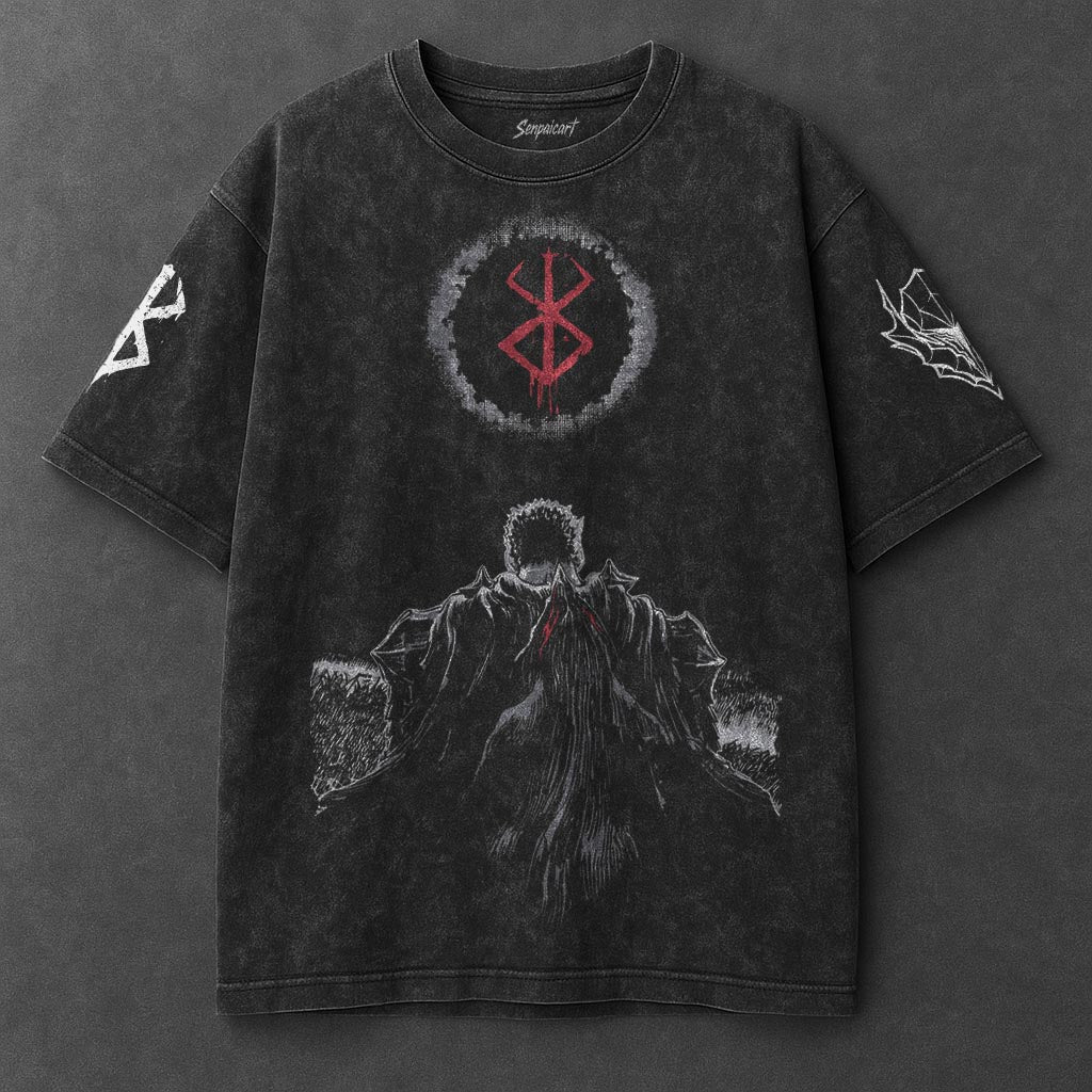 Berserk Oversized Sleek Black Washed T-Shirt