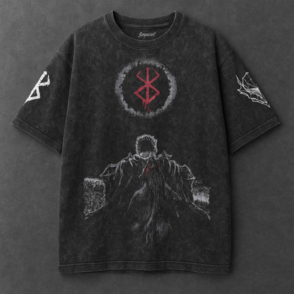 Berserk Oversized Sleek Black Washed T-Shirt