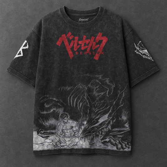 Berserk Oversized Everyday Black Washed T-Shirt