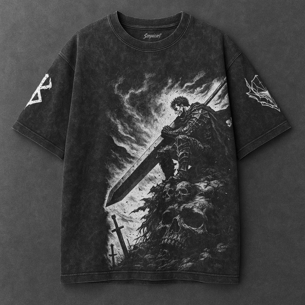 Berserk Oversized Polished Black Washed T-Shirt