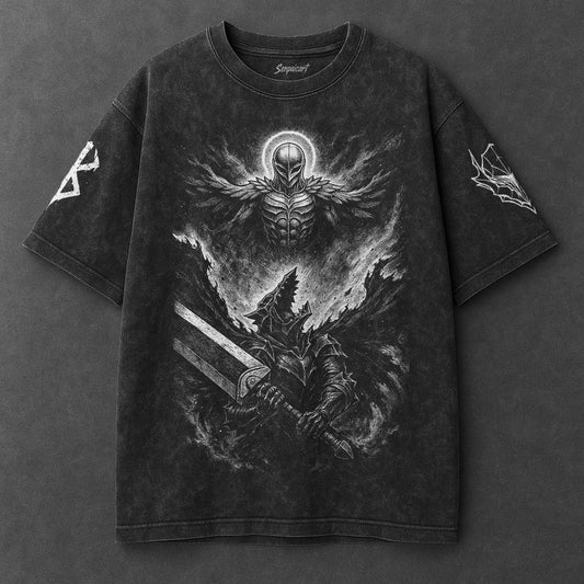 Berserk Oversized Dynamic Black Washed T-Shirt