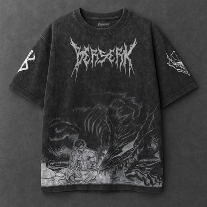 Berserk Oversized Contemporary Black Washed T-Shirt