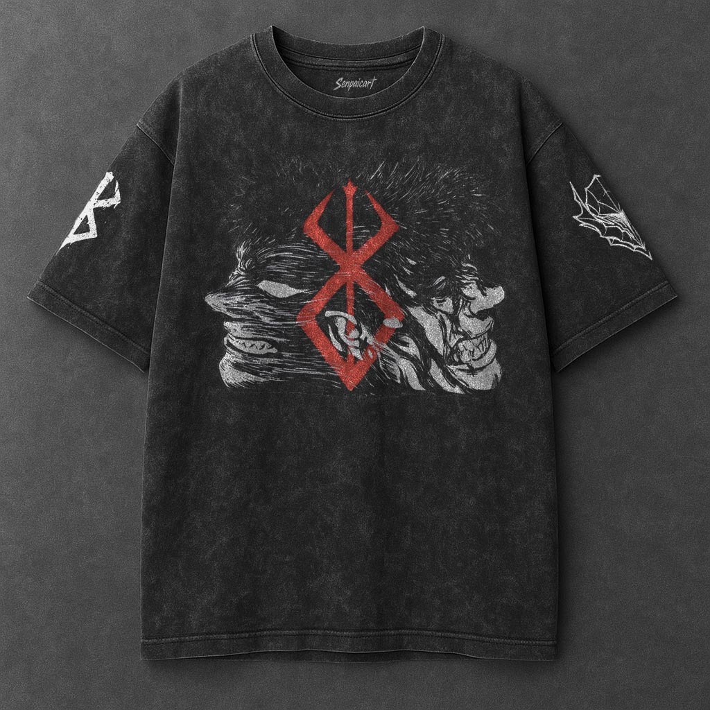 Berserk Oversized Effortless Black Washed T-Shirt