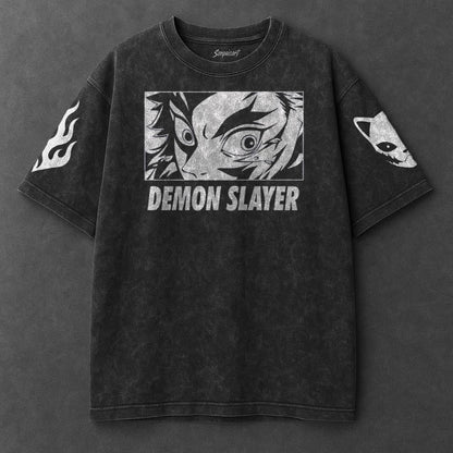 Demon Slayer Oversized Everyday Black Washed T-Shirt