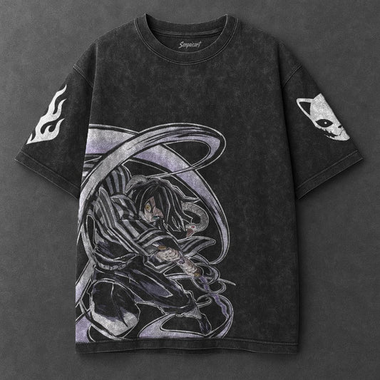 Demon Slayer Oversized Bold Black Washed T-Shirt