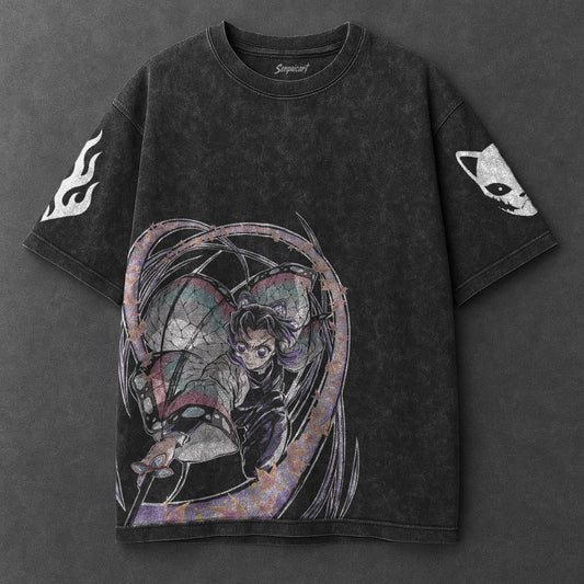 Demon Slayer Oversized Refined Black Washed T-Shirt
