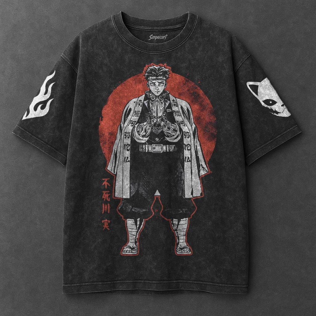 Demon Slayer Oversized Urban Black Washed T-Shirt
