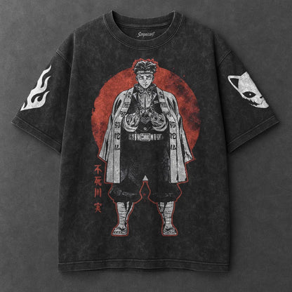 Demon Slayer Oversized Urban Black Washed T-Shirt