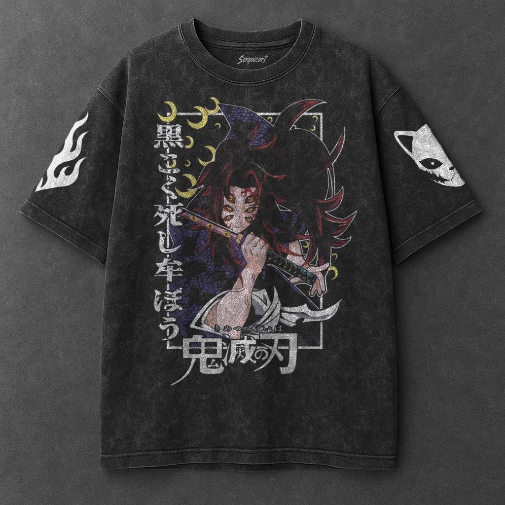 Demon Slayer Oversized Chill Black Washed T-Shirt