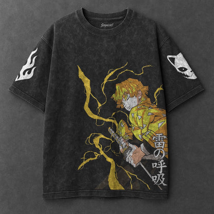 Demon Slayer Oversized Crisp Black Washed T-Shirt