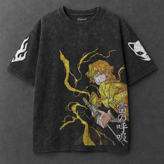 Demon Slayer Oversized Crisp Black Washed T-Shirt
