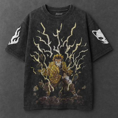 Demon Slayer Oversized Modern Black Washed T-Shirt