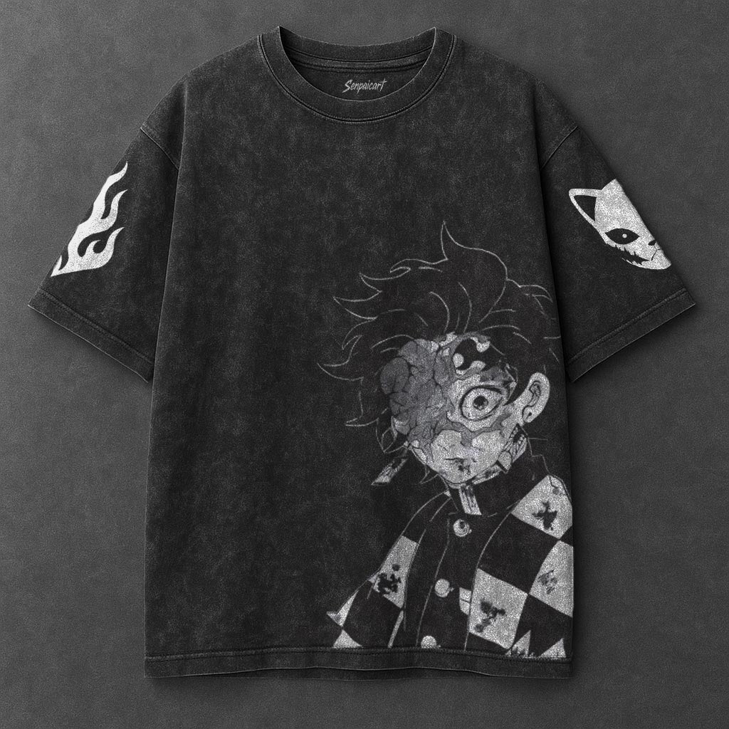 Demon Slayer Oversized Heritage Black Washed T-Shirt
