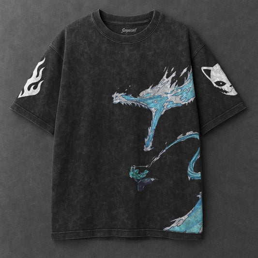 Demon Slayer Oversized Fresh Black Washed T-Shirt