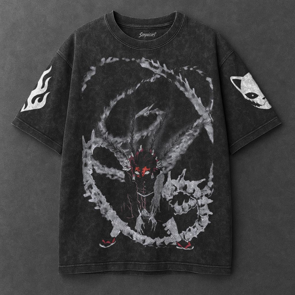 Demon Slayer Oversized Edgy Black Washed T-Shirt