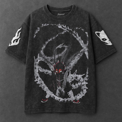 Demon Slayer Oversized Edgy Black Washed T-Shirt