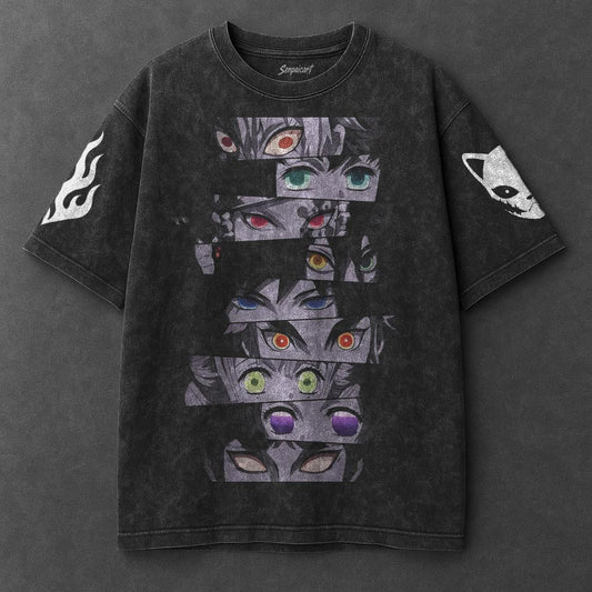 Demon Slayer Oversized Cozy Black Washed T-Shirt