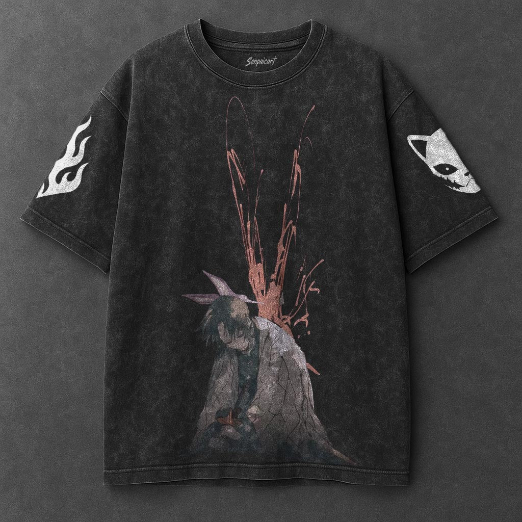 Demon Slayer Oversized Luxe Black Washed T-Shirt