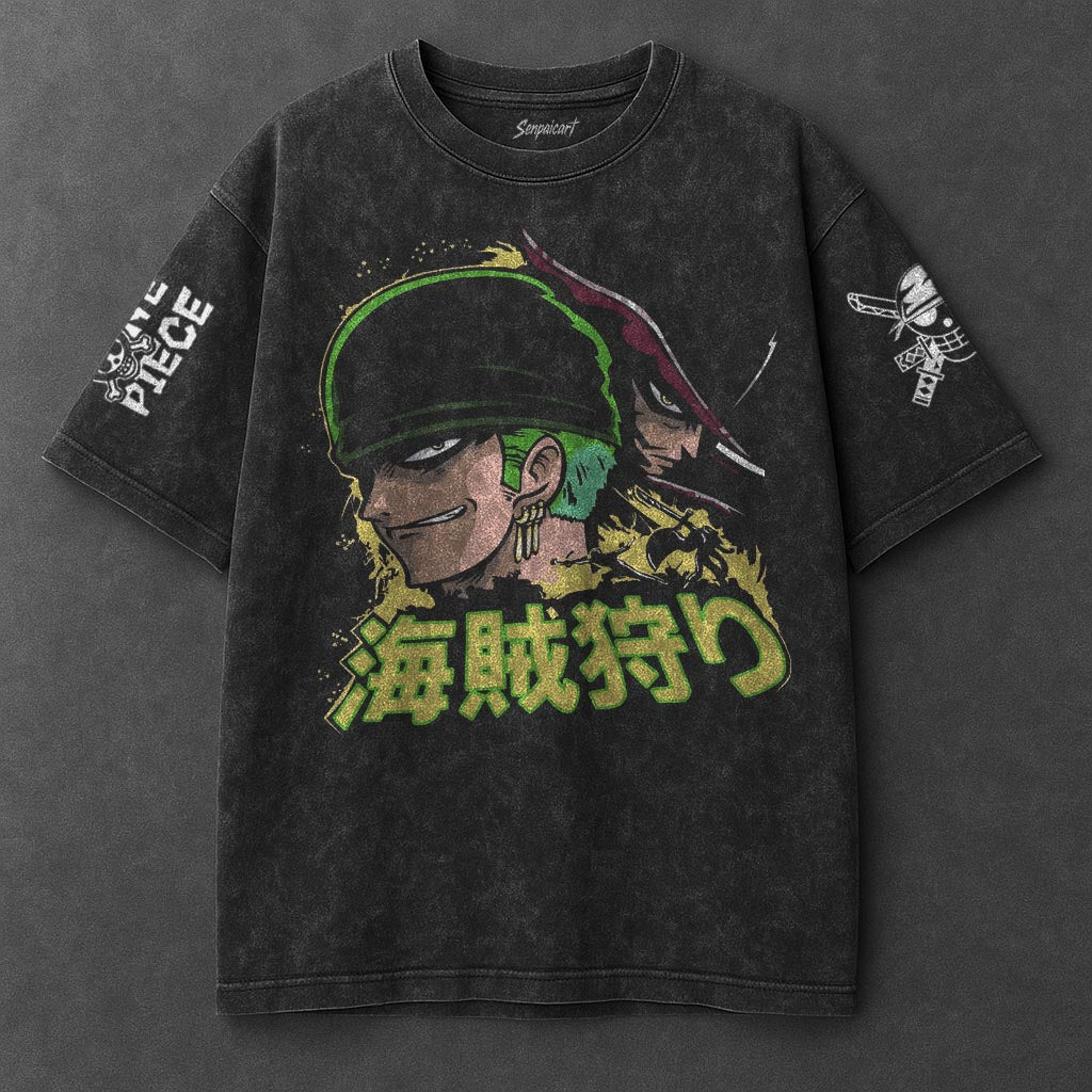 One Piece Oversized Minimal Black Washed T-Shirt