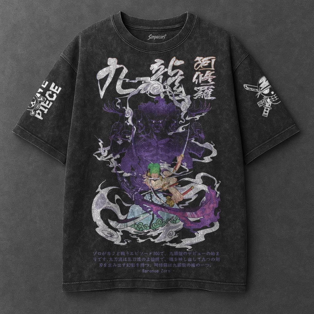 One Piece Oversized Sleek Black Washed T-Shirt