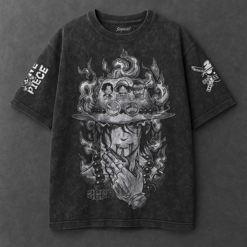 One Piece Oversized Fresh Black Washed T-Shirt
