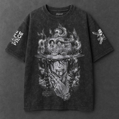 One Piece Oversized Fresh Black Washed T-Shirt