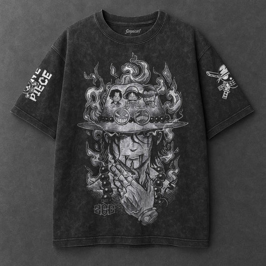 One Piece Oversized Fresh Black Washed T-Shirt