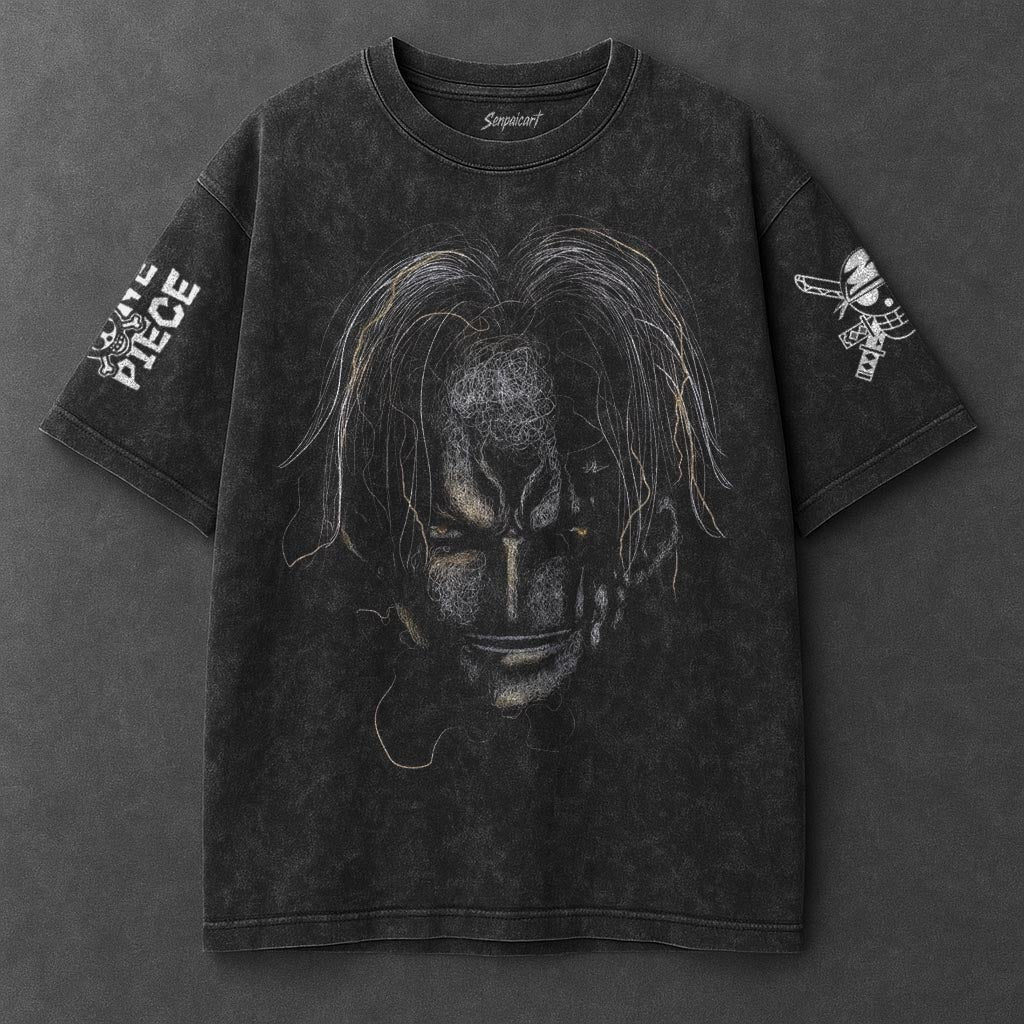 One Piece Oversized Urban Black Washed T-Shirt